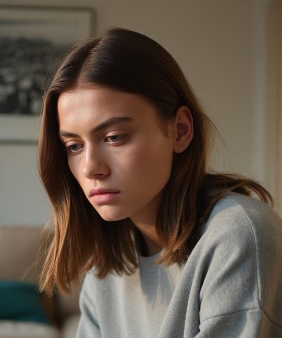 Девушка сидит в комнате